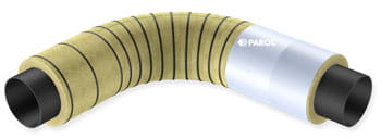 Coude de tuyauterie de grande taille isolé avec des coquilles et segments PAROC Pro.